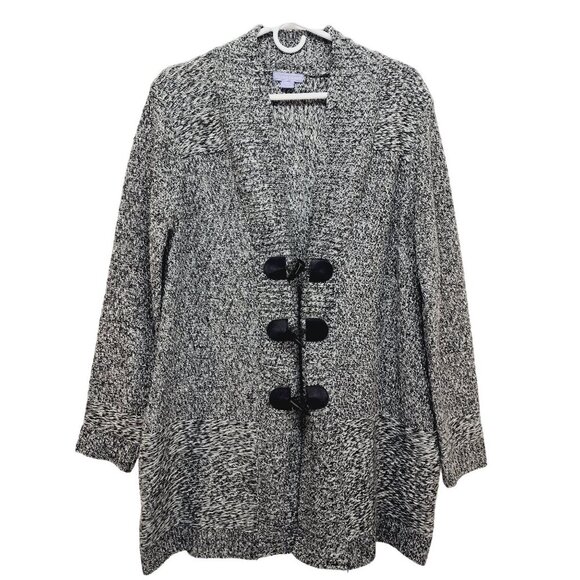 Laura Scott Jackets & Blazers - Laura Scott Womens Long Sleeve Knit Cardigan Sweater Toggle Buttons Size L Gray